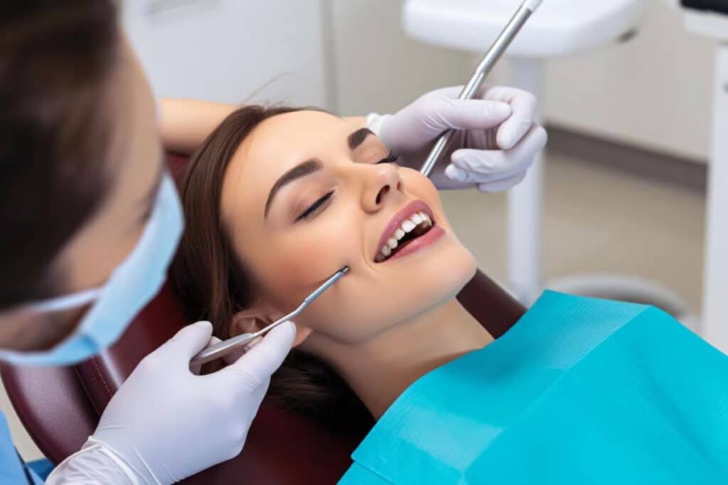 Dentist examining patient's teeth during preventive dental care checkup in Puyallup.
